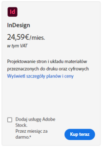 Adobe InDesign Cena